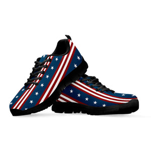 USA Independence Day Pattern Print Black Running Shoes