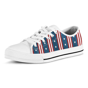 USA Independence Day Pattern Print White Low Top Sneakers