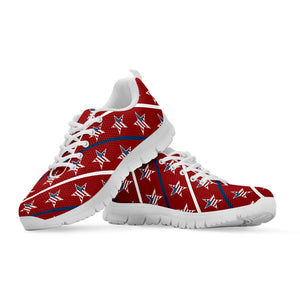 USA Patriotic Star Pattern Print White Running Shoes