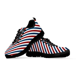 USA Patriotic Striped Pattern Print Black Running Shoes