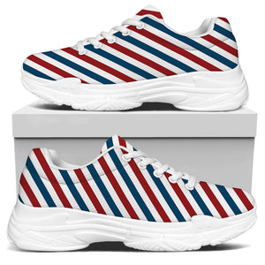 USA Patriotic Striped Pattern Print White Chunky Shoes