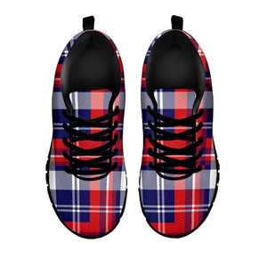 USA Plaid Pattern Print Black Running Shoes