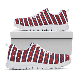 USA Striped Pattern Print White Running Shoes