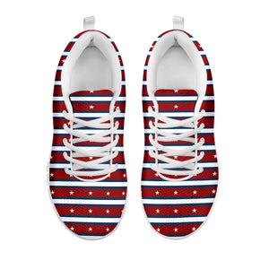 USA Striped Pattern Print White Running Shoes