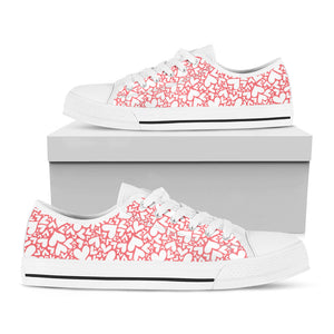 Valentine's Day Heart Pattern Print White Low Top Sneakers