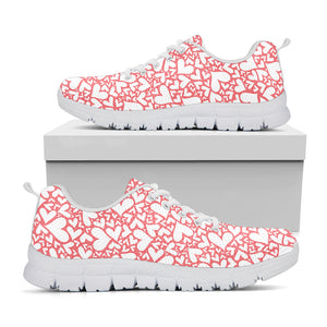 Valentine's Day Heart Pattern Print White Running Shoes