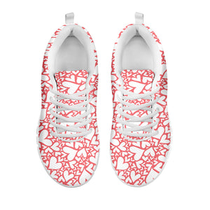 Valentine's Day Heart Pattern Print White Running Shoes