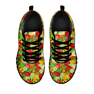 Vegan Pattern Print Black Running Shoes
