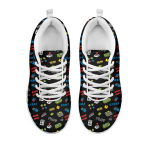 Video Game Gadgets Pattern Print White Running Shoes