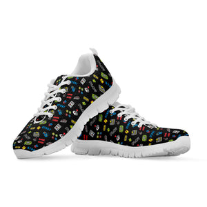 Video Game Gadgets Pattern Print White Running Shoes