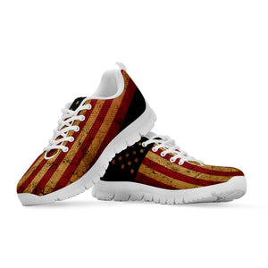 Vintage American Flag Print White Running Shoes