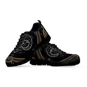 Vintage Aries Zodiac Sign Print Black Running Shoes