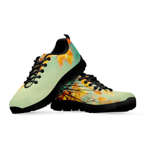 Vintage Autumn Print Black Running Shoes
