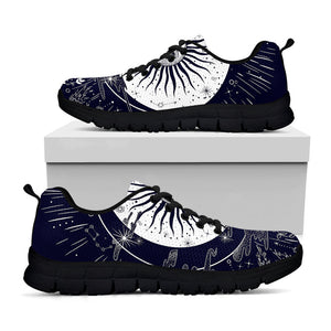 Vintage Celestial Sun Print Black Running Shoes