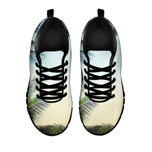 Vintage Coconut Tree Print Black Running Shoes