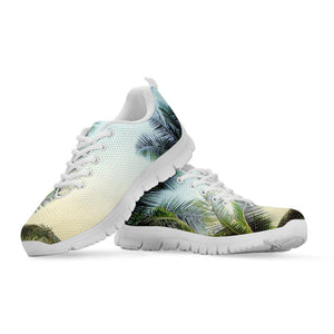 Vintage Coconut Tree Print White Running Shoes