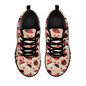 Vintage Cupcake Pattern Print Black Running Shoes