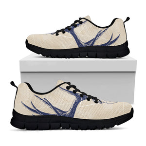 Vintage Deer Skull Print Black Running Shoes