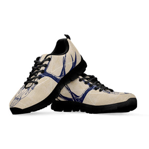 Vintage Deer Skull Print Black Running Shoes