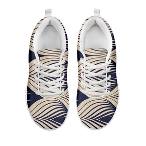 Vintage Geometric Leaf Pattern Print White Running Shoes