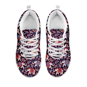 Vintage Indian Elephant Pattern Print White Running Shoes