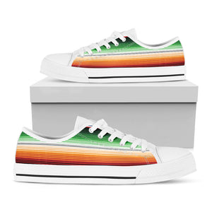 Vintage Mexican Blanket Pattern Print White Low Top Sneakers