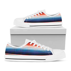 Vintage Mexican Serape Pattern Print White Low Top Sneakers