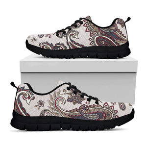 Vintage Paisley Pattern Print Black Running Shoes