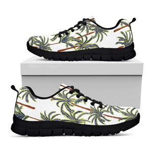 Vintage Palm Tree Beach Pattern Print Black Running Shoes