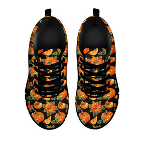 Vintage Pumpkin Pattern Print Black Running Shoes