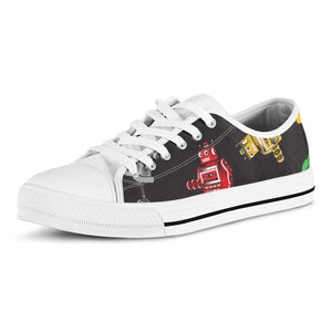 Vintage Robot Pattern Print White Low Top Sneakers