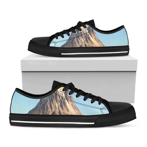 Volcanic Mountain Print Black Low Top Sneakers