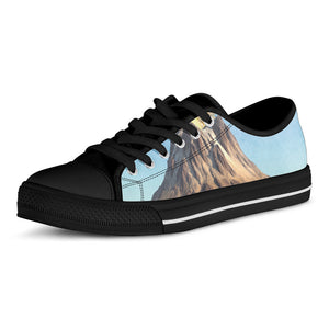 Volcanic Mountain Print Black Low Top Sneakers