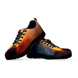 Volcano Eruption Print Black Running Shoes