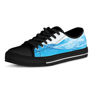 Water Wave Print Black Low Top Sneakers