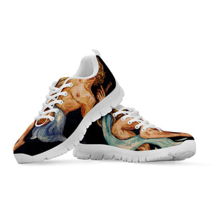 Watercolor Aquarius Zodiac Sign Print White Running Shoes