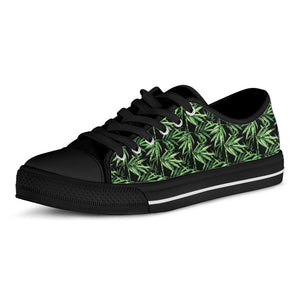 Watercolor Bamboo Pattern Print Black Low Top Sneakers
