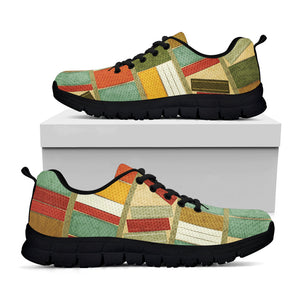 Watercolor Bookshelf Pattern Print Black Running Shoes