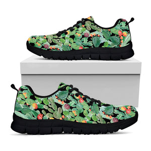Watercolor Cactus Plant Print Black Running Shoes