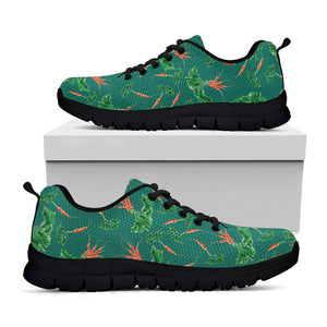 Watercolor Carrot Pattern Print Black Running Shoes