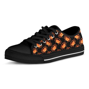 Watercolor Crab Pattern Print Black Low Top Sneakers