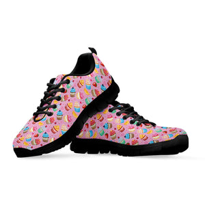 Watercolor Cupcake Pattern Print Black Running Shoes