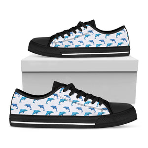 Watercolor Dolphin Pattern Print Black Low Top Sneakers