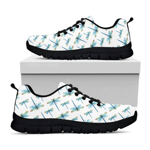Watercolor Dragonfly Pattern Print Black Running Shoes