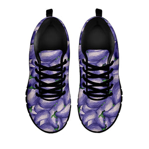 Watercolor Eggplant Print Black Running Shoes