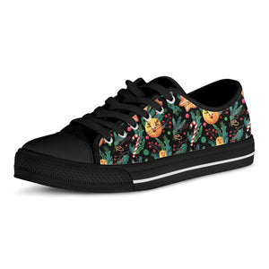 Watercolor Gingerbread Pattern Print Black Low Top Sneakers