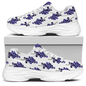 Watercolor Grape Pattern Print White Chunky Shoes