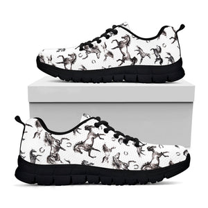 Watercolor Horse Pattern Print Black Running Shoes