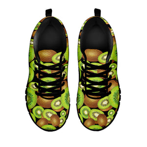 Watercolor Kiwi Pattern Print Black Running Shoes