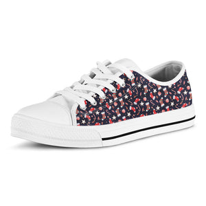 Watercolor Merry Christmas Pattern Print White Low Top Sneakers